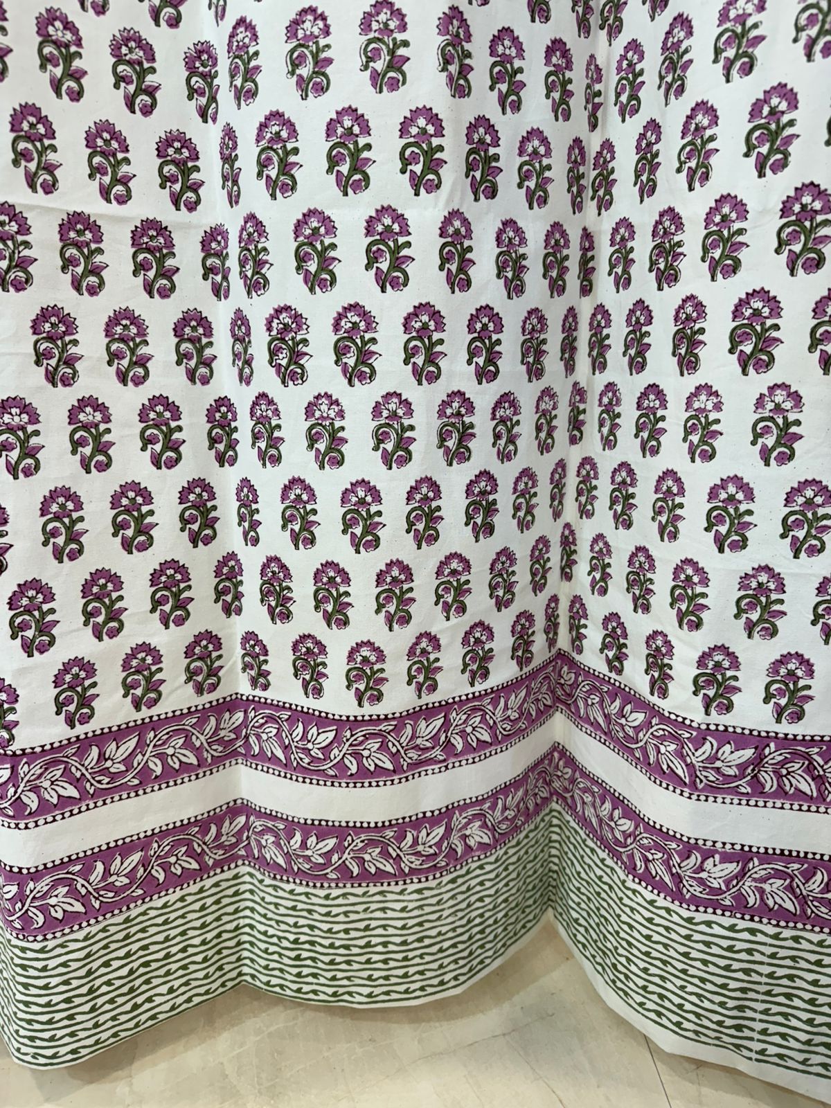 Purple Booti Cotton Curtains 9ft Set(2pcs)