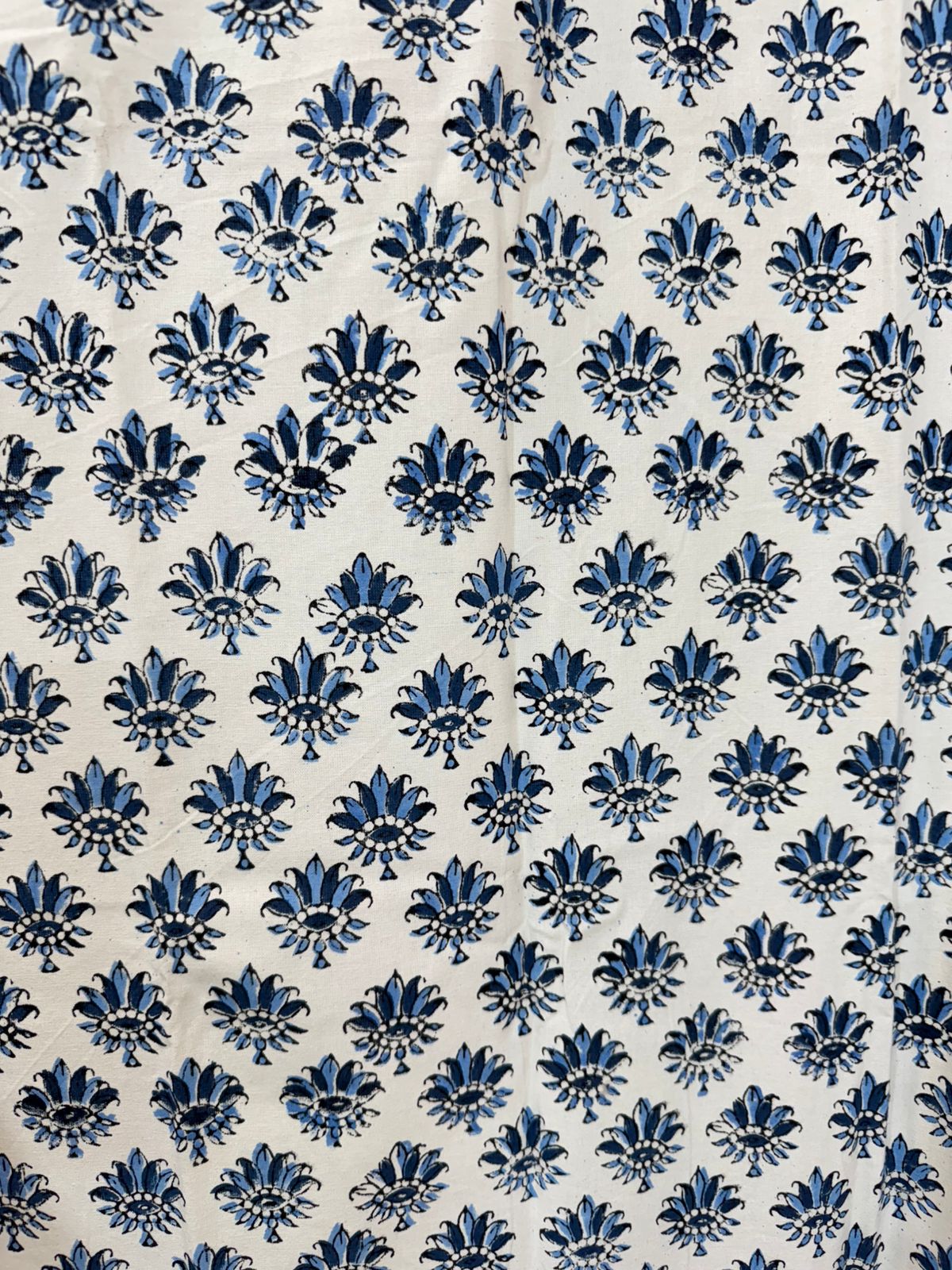 Blue Roots Bud Cotton Curtains 9ft Set(2pcs)