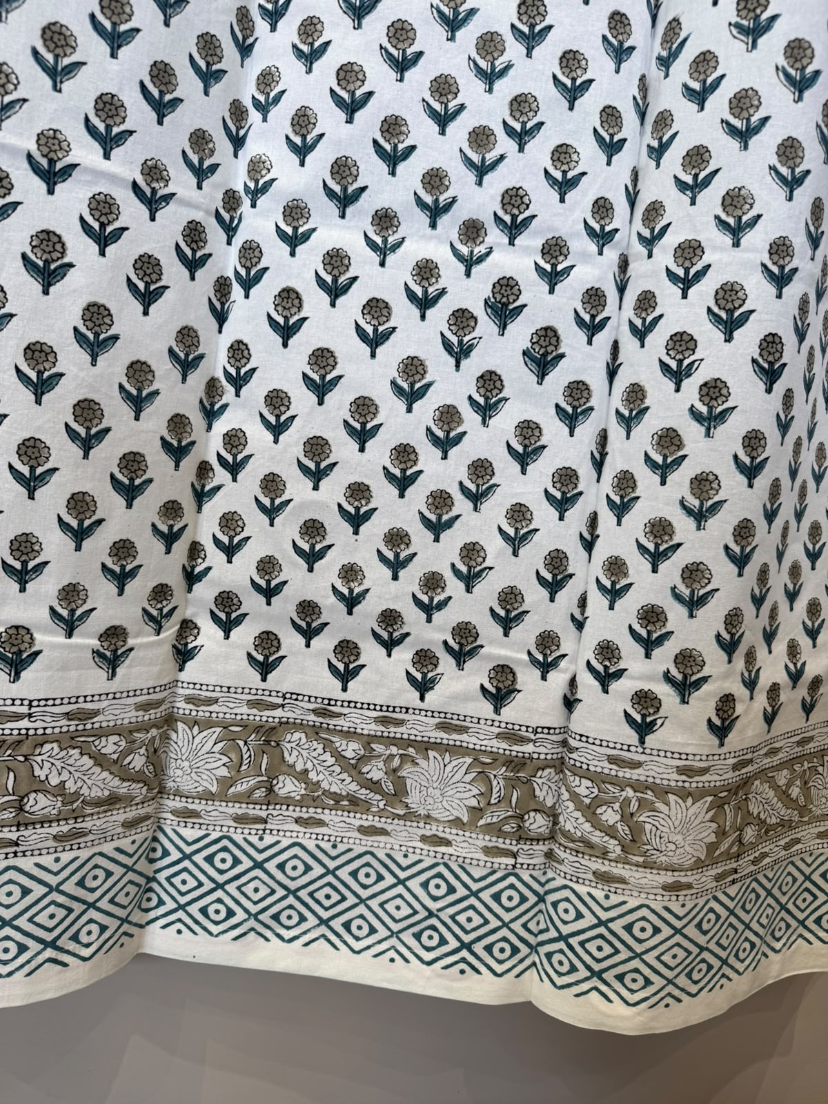 Block Printed Cotton Curtains 9ft Set(2pcs)