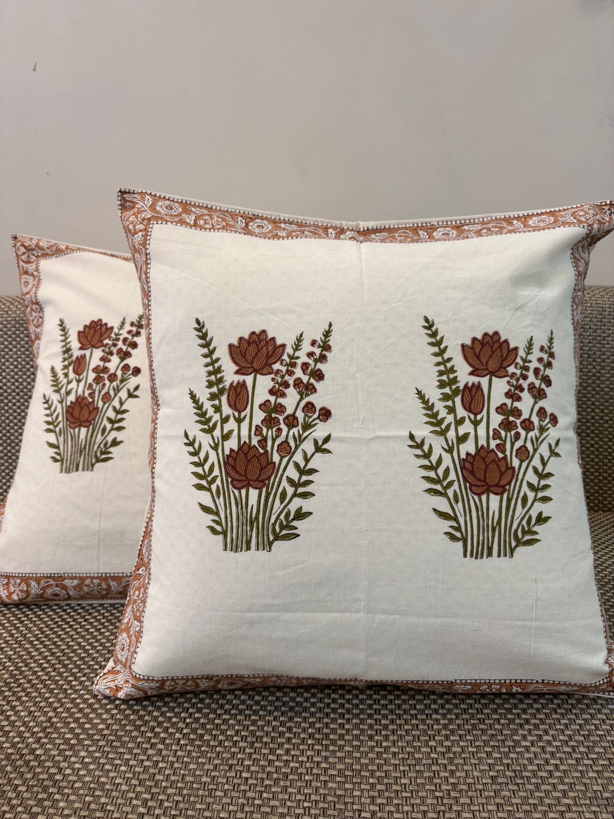hand block printed cushion covers
