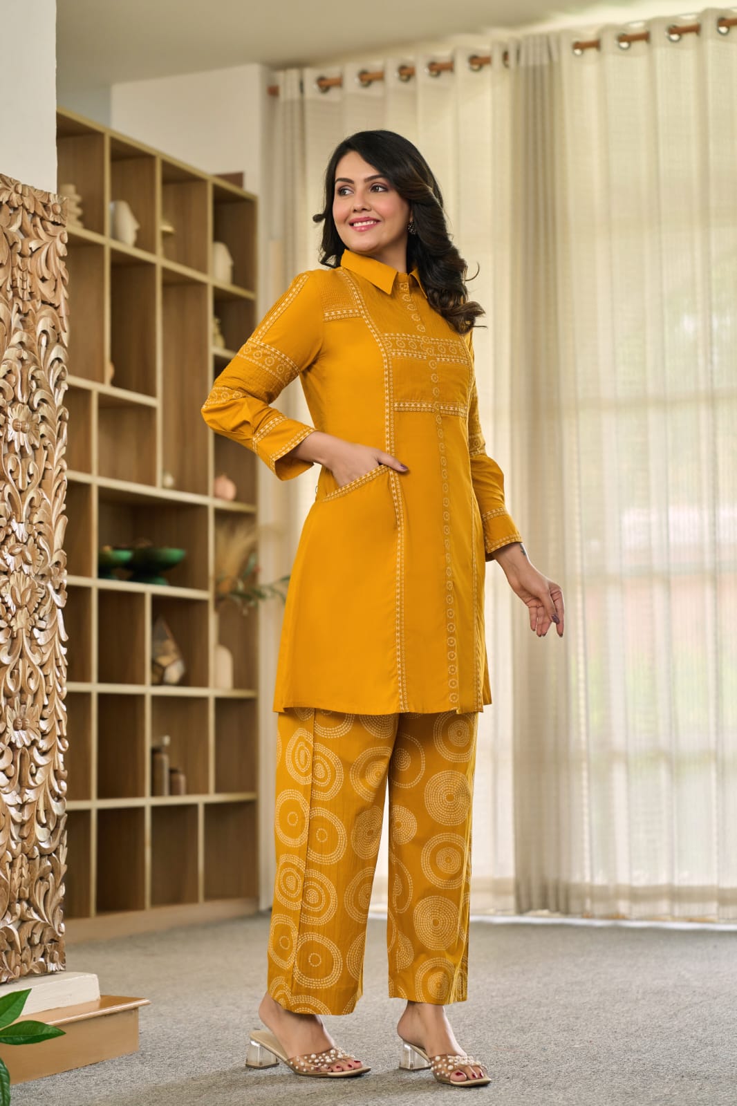 Mustard Spiral Muse Cotton Co-ord Set