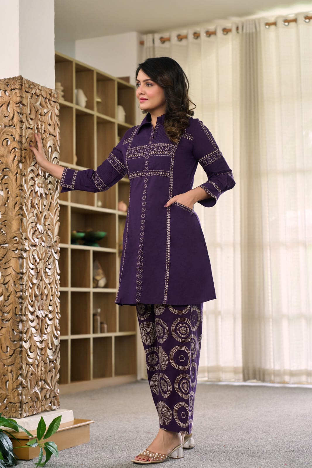 Purple Spiral Muse Cotton Co-ord Set