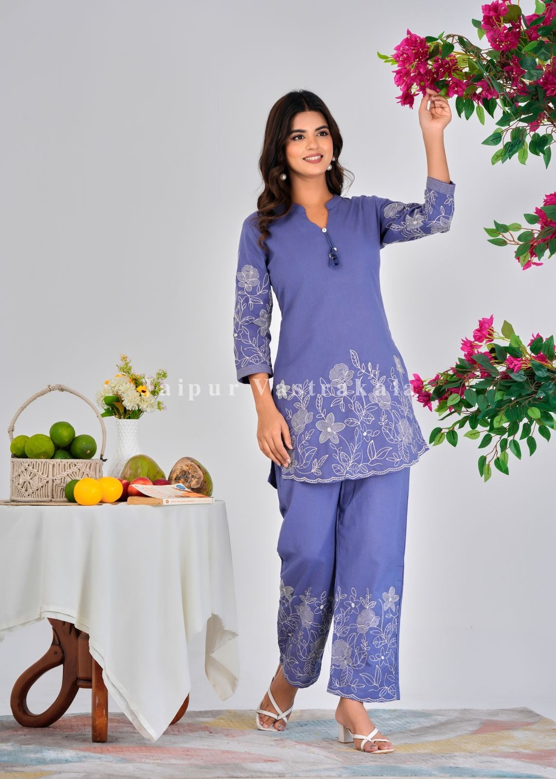 Iris Blue Charm Cotton Flex Co-ord Set