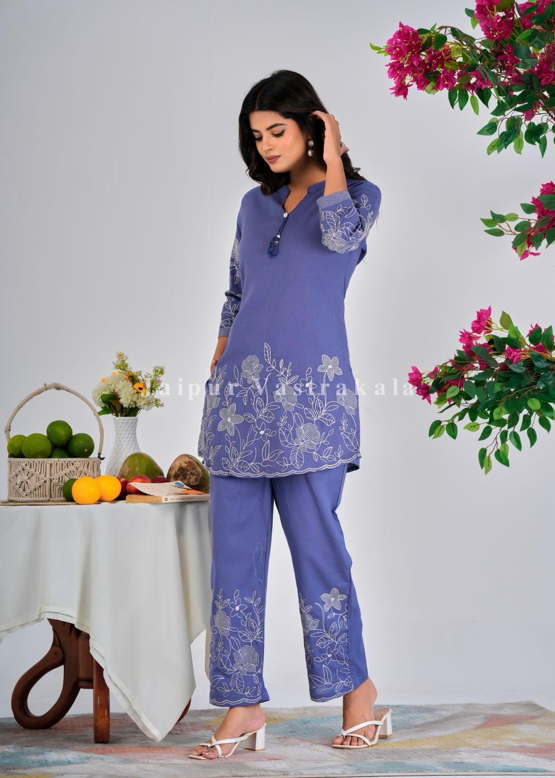 Iris Blue Charm Cotton Flex Co-ord Set
