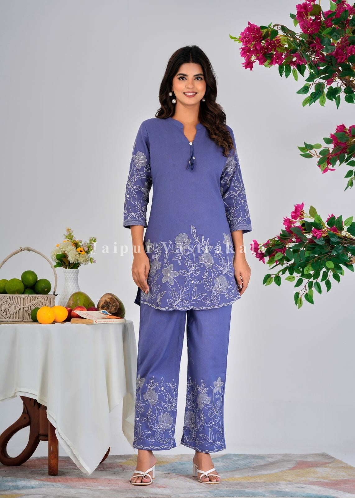 Iris Blue Charm Cotton Flex Co-ord Set