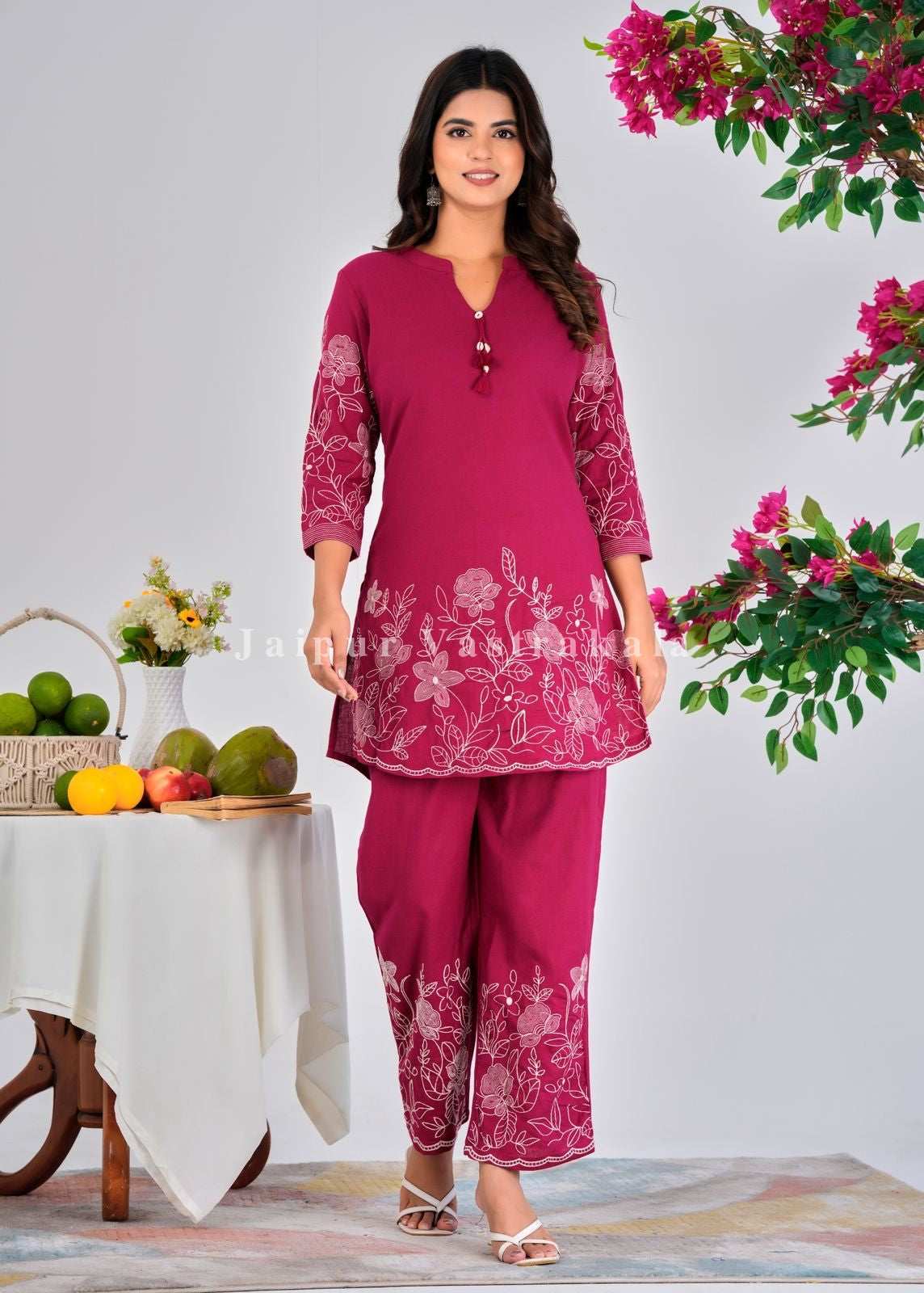 Maroon Charm Cotton Flex Co-ord Set