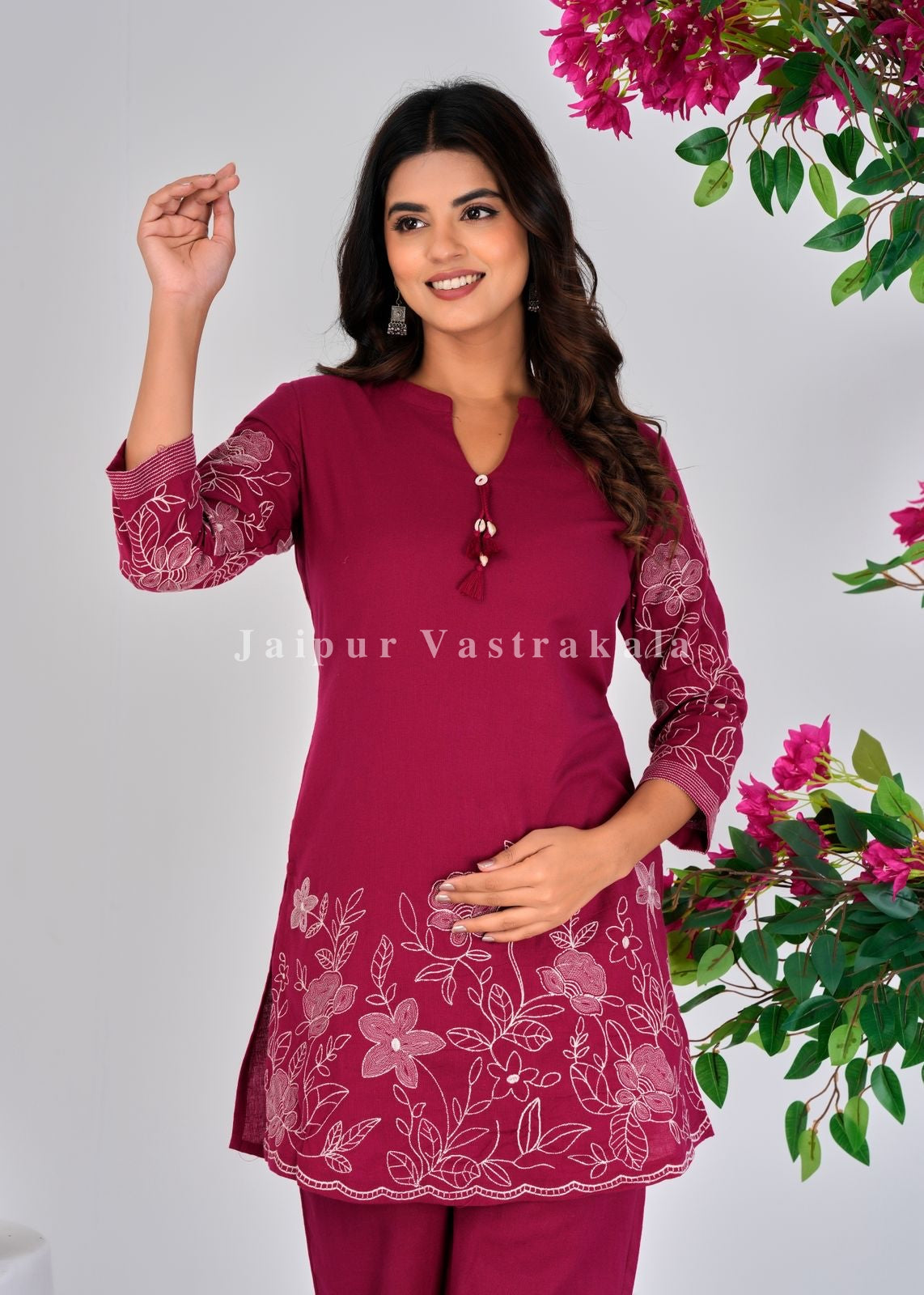 Maroon Charm Cotton Flex Co-ord Set