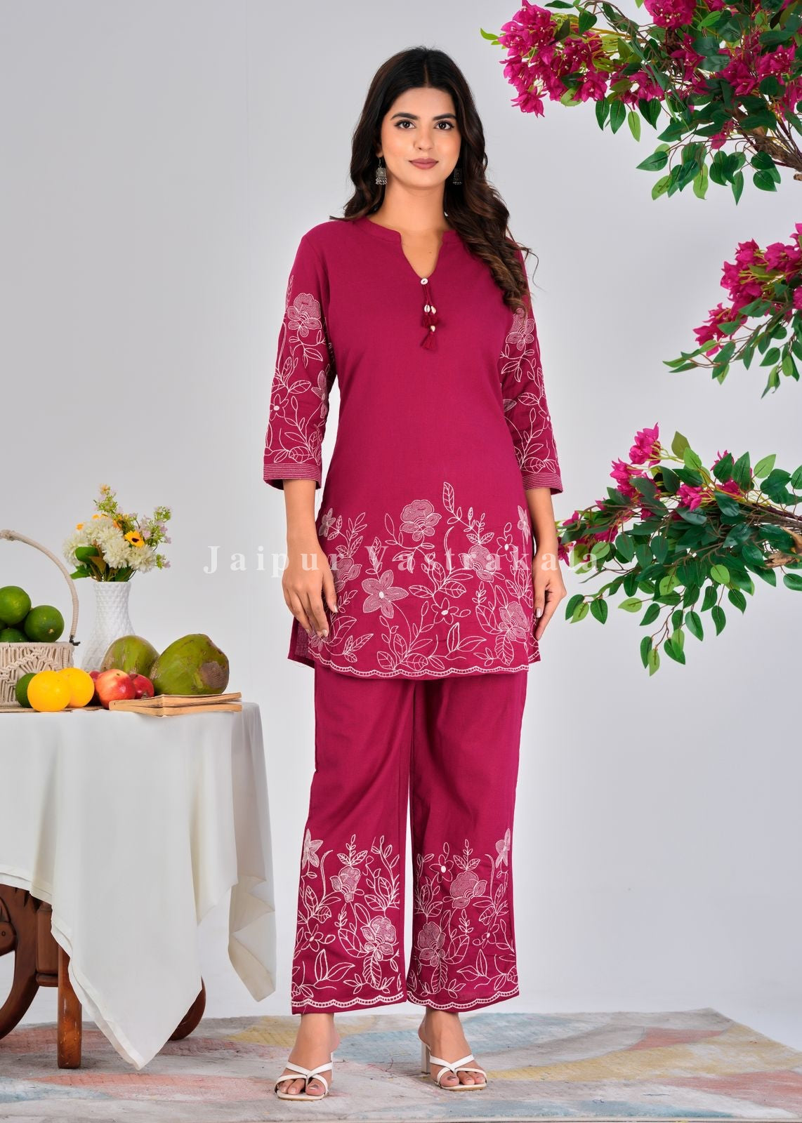 Maroon Charm Cotton Flex Co-ord Set