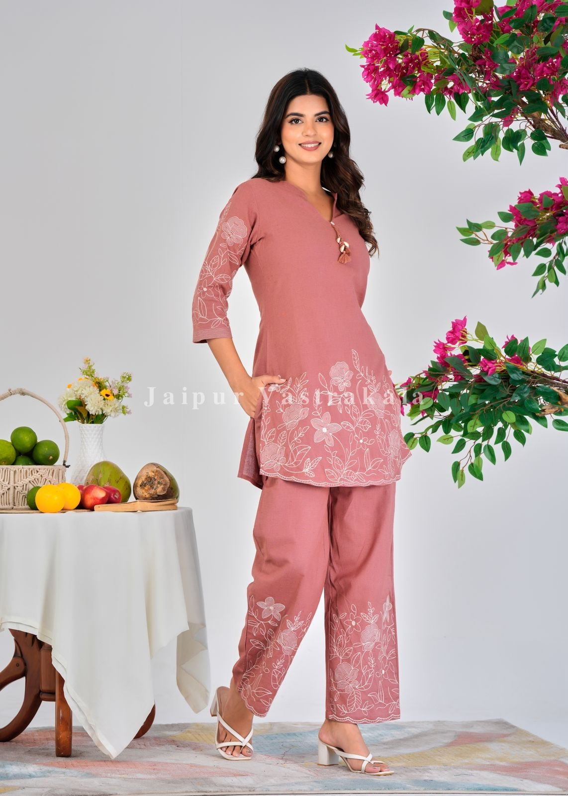 Terracotta Peach Cotton Flex Co-ord Set