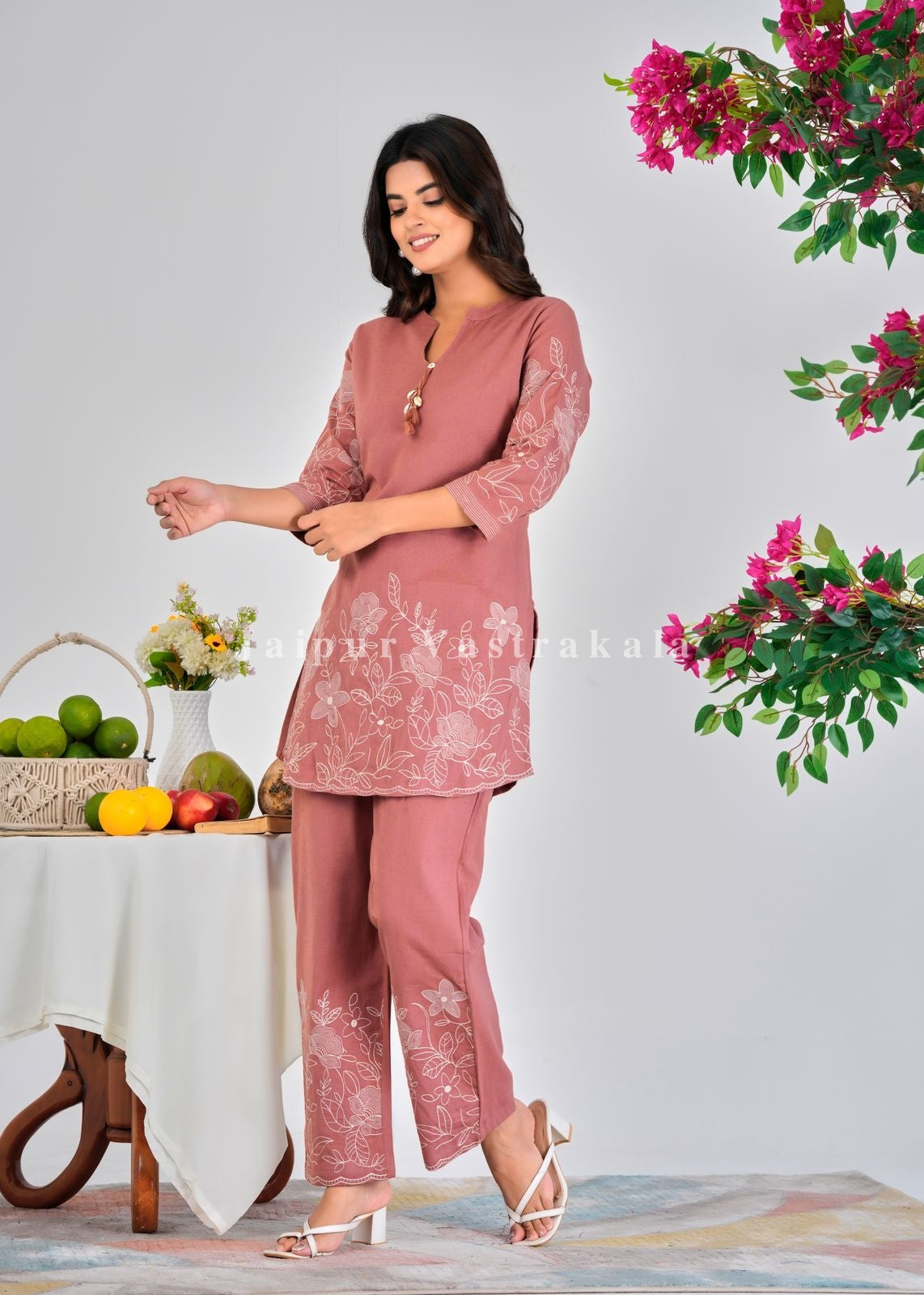 Terracotta Peach Cotton Flex Co-ord Set