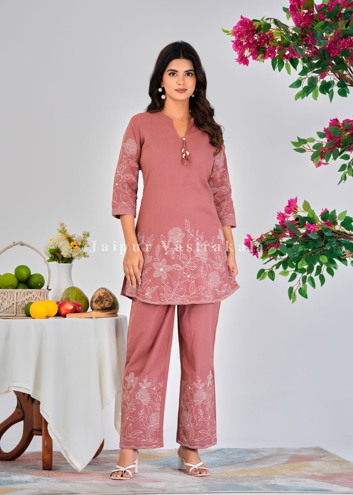 Terracotta Peach Cotton Flex Co-ord Set
