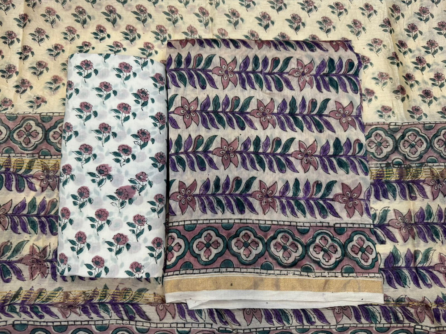hand block printed chanderi silk suit