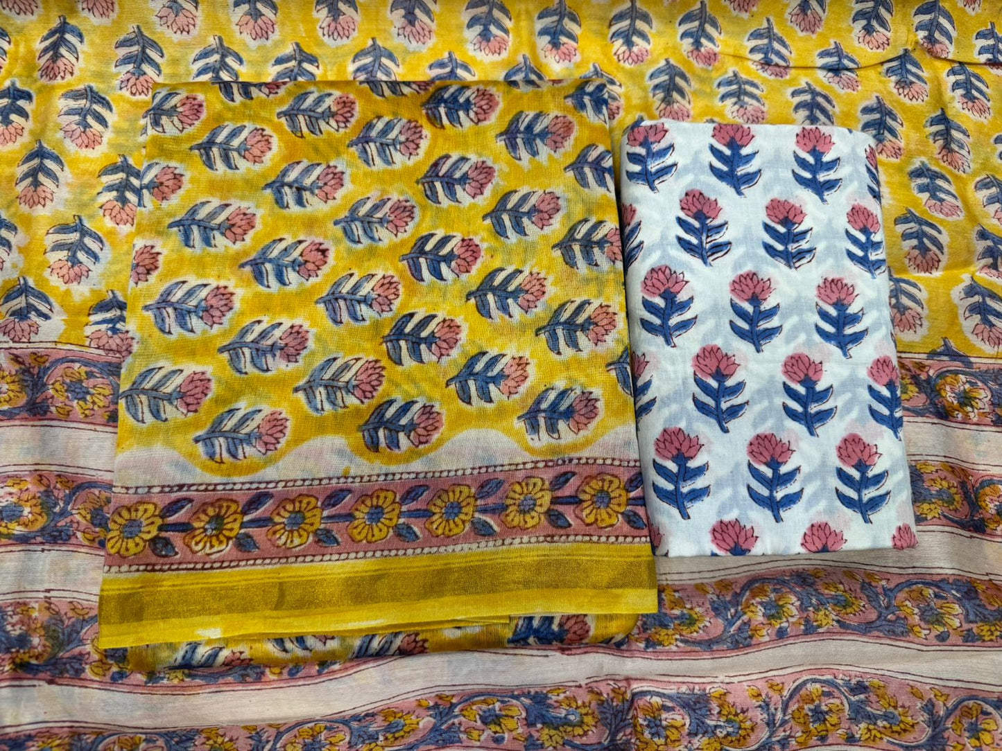 hand block printed chanderi silk suit