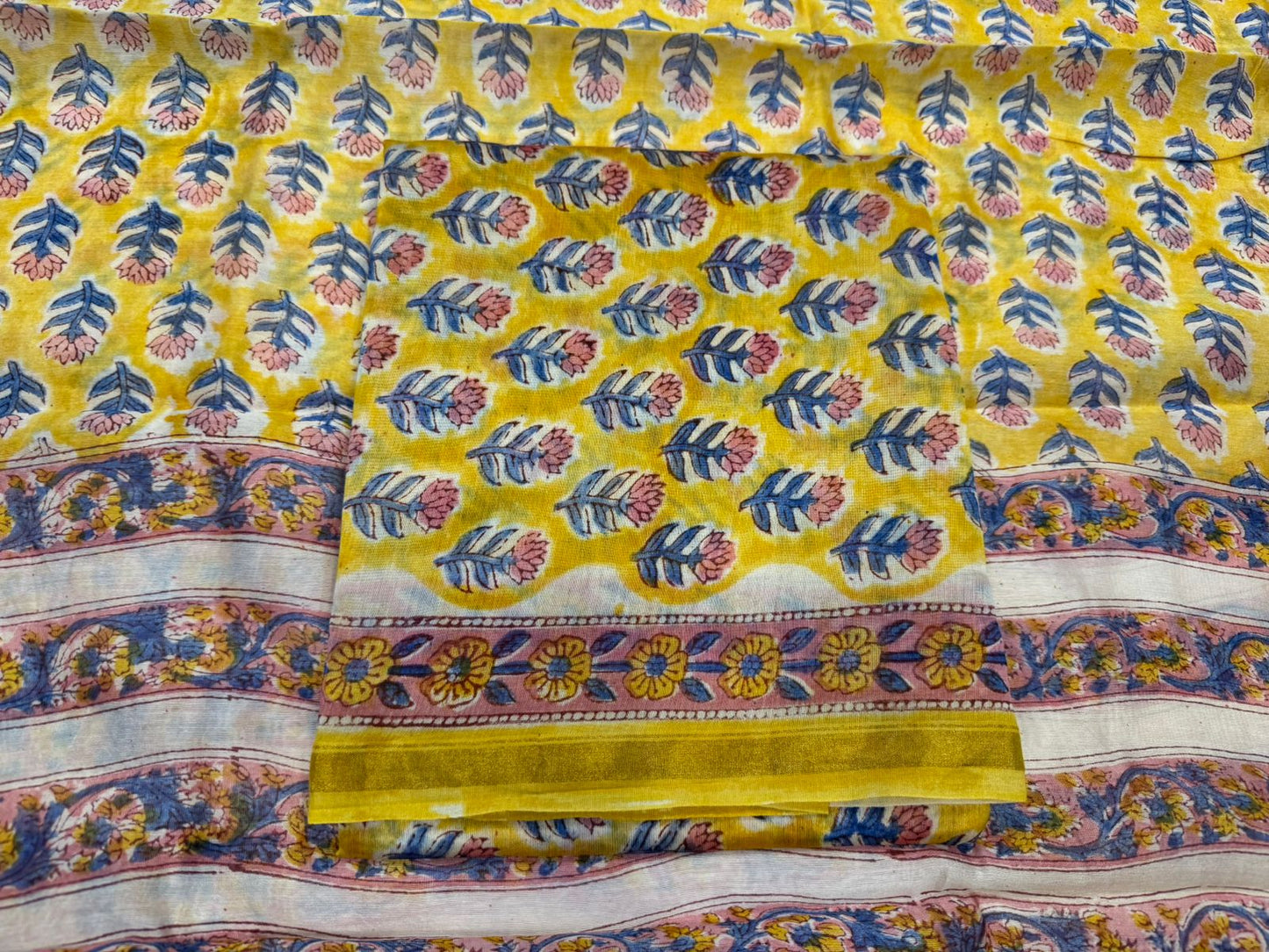 hand block printed chanderi silk suit