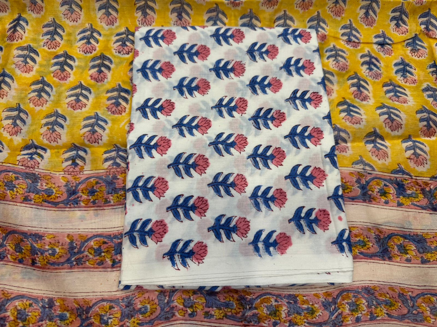 hand block printed chanderi silk suit