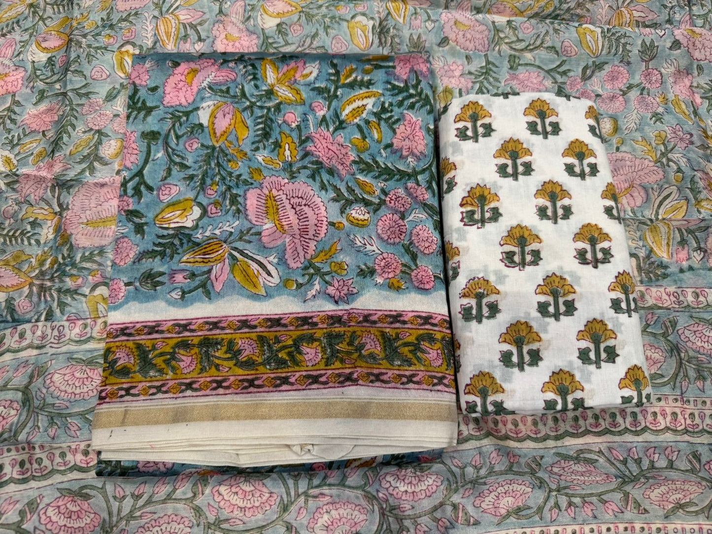 hand block printed chanderi silk suit