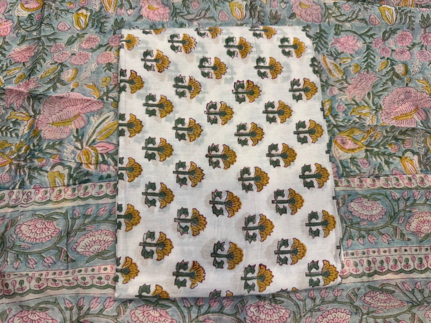 hand block printed chanderi silk suit
