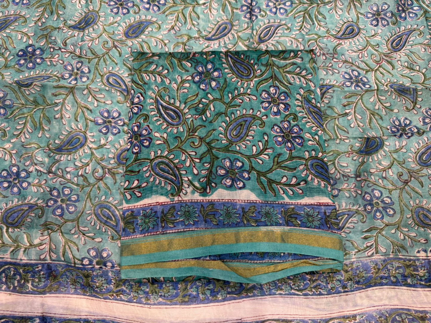 hand block printed chanderi silk suit