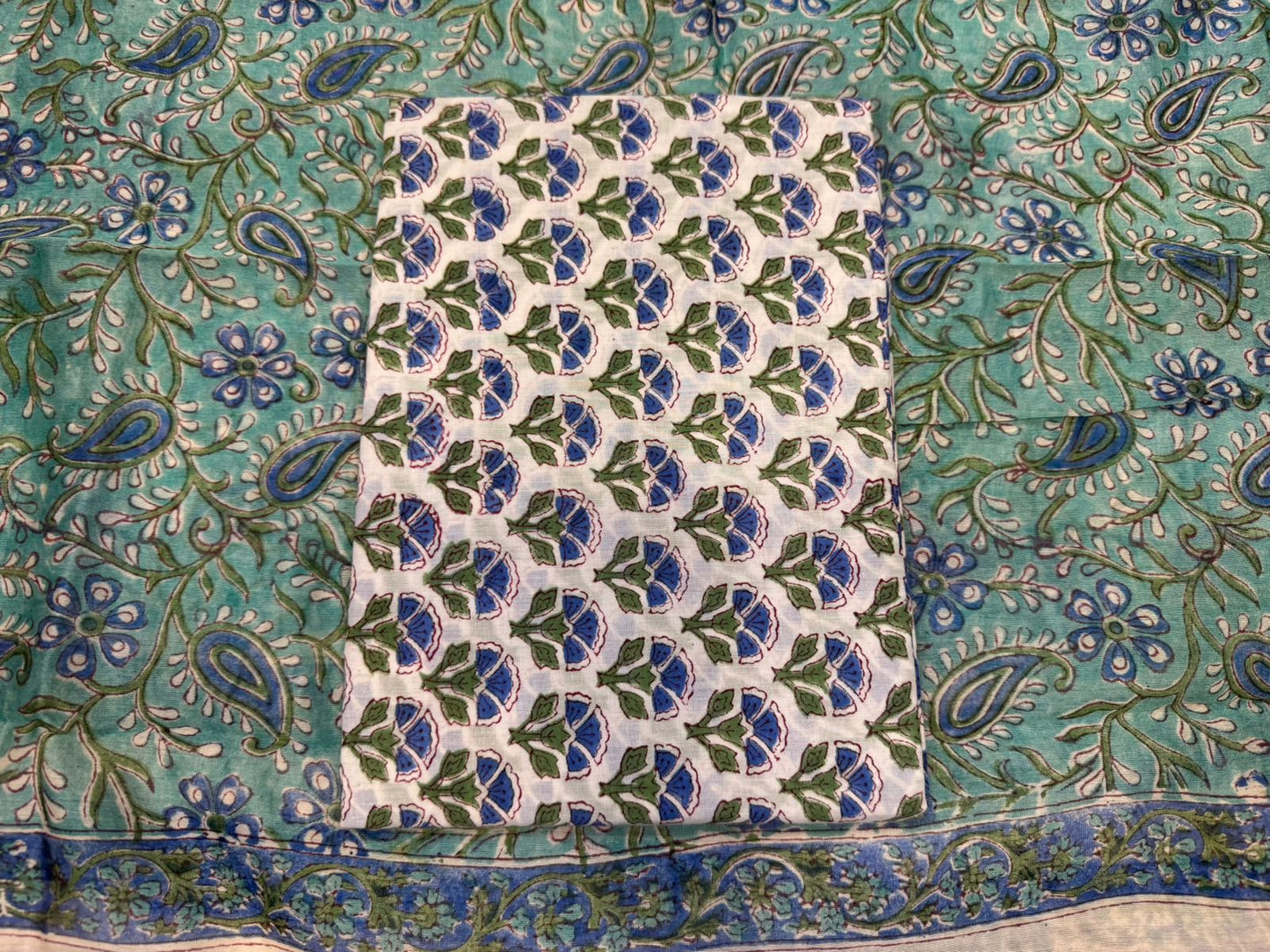 hand block printed chanderi silk suit