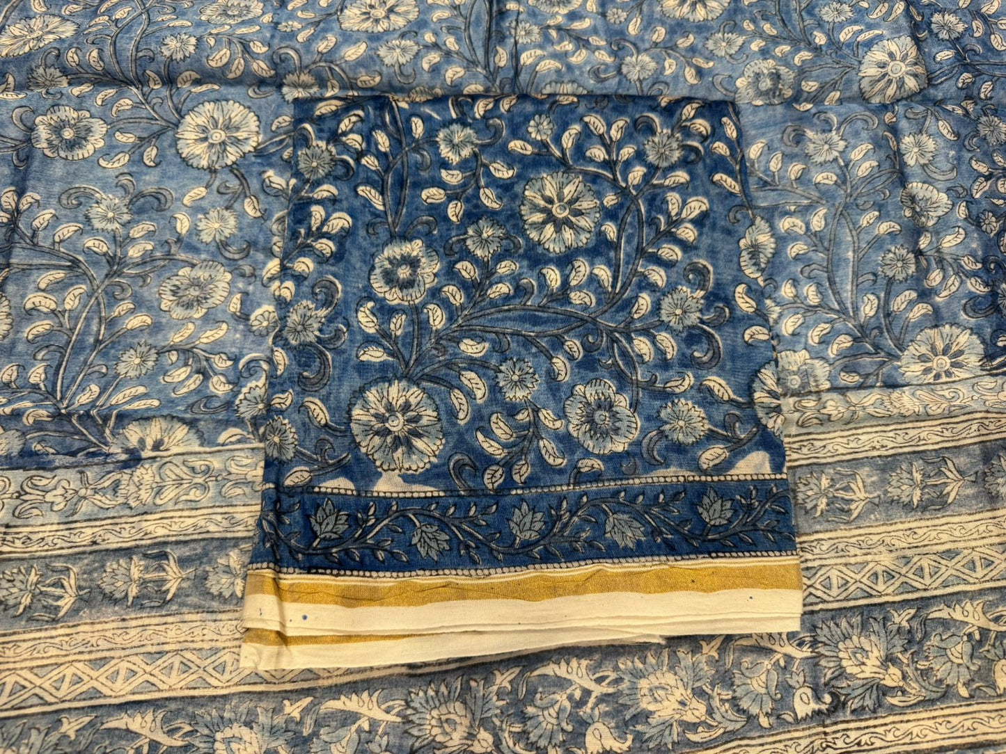 hand block printed chanderi silk suit