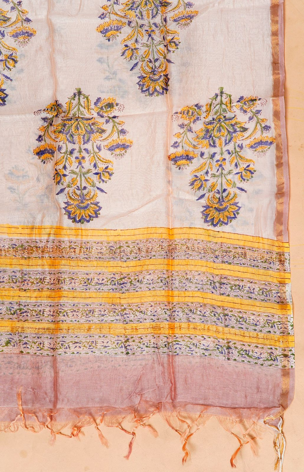 hand block printed chanderi silk suit