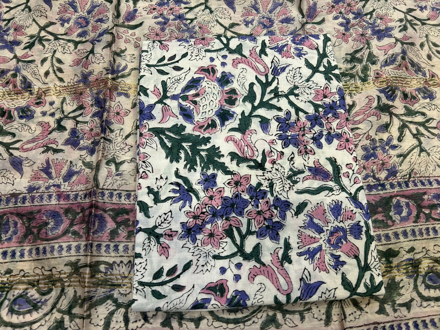 hand block printed chanderi silk suit