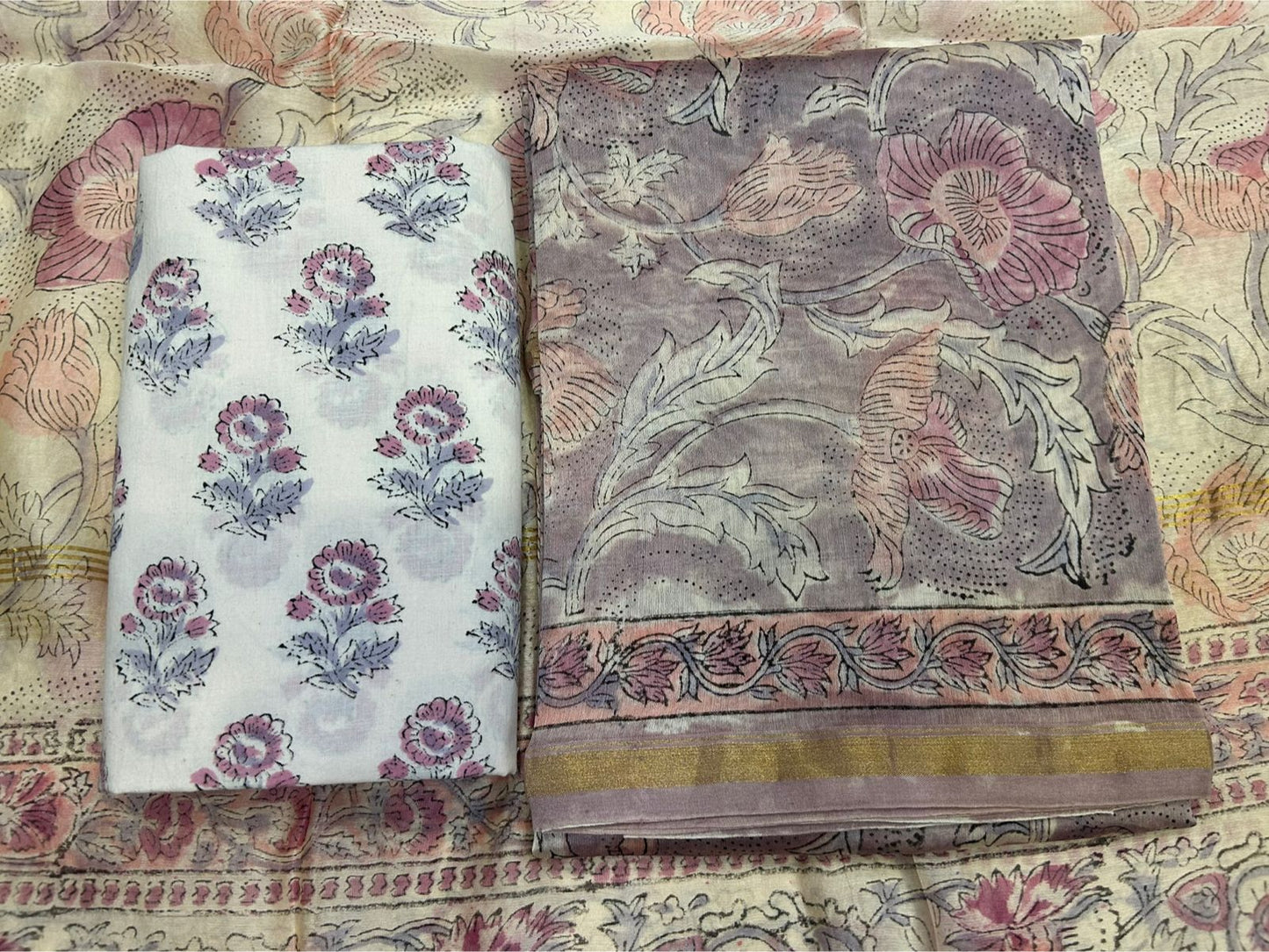 hand block printed chanderi silk suit