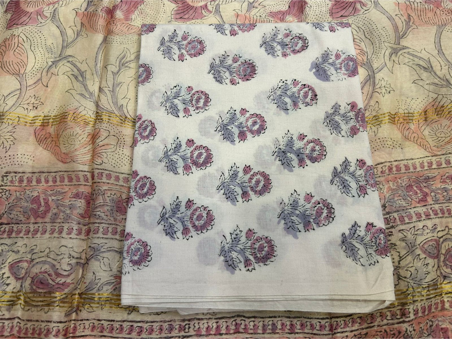 hand block printed chanderi silk suit