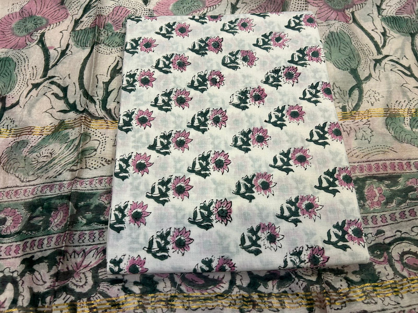 hand block printed chanderi silk suit