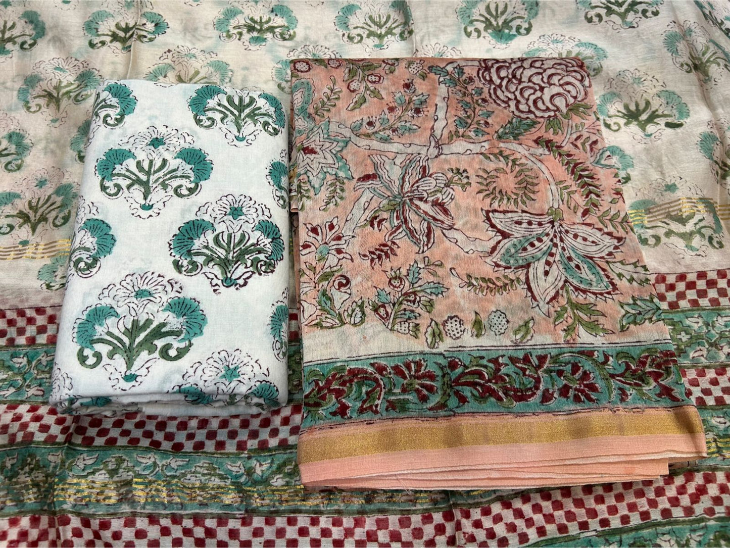 hand block printed chanderi silk suit
