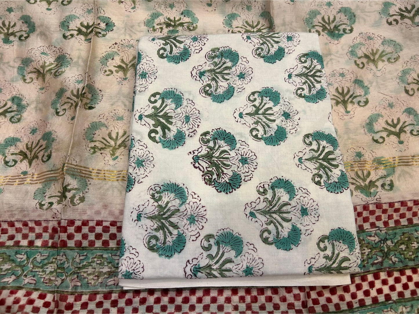 hand block printed chanderi silk suit