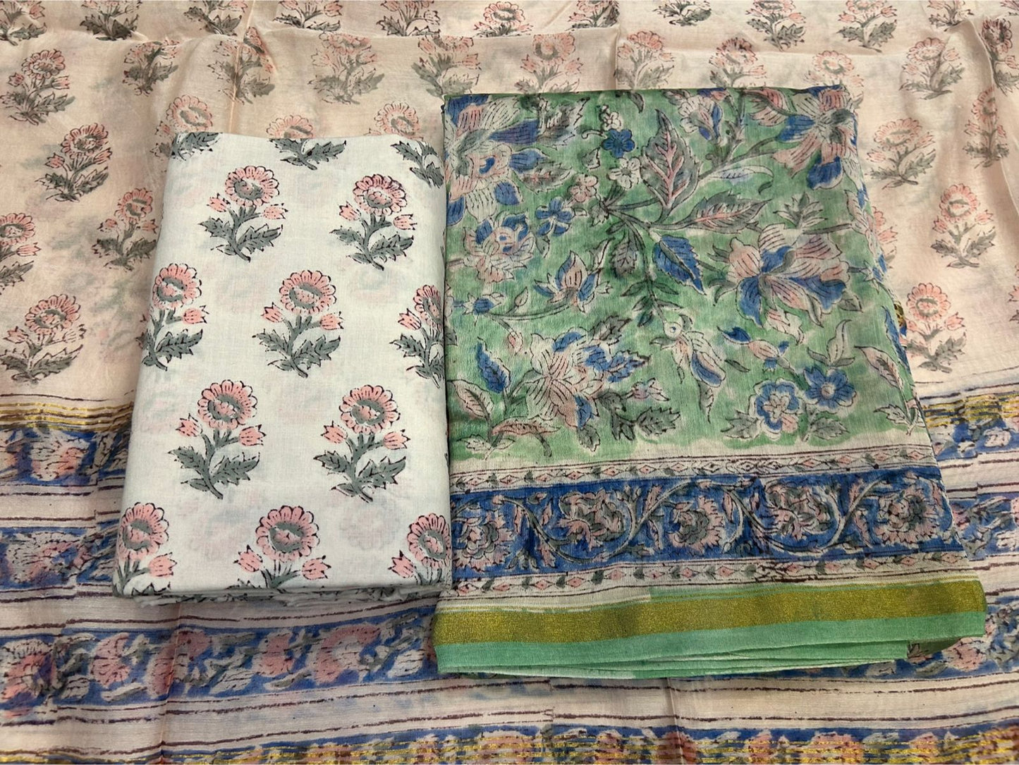 hand block printed chanderi silk suit