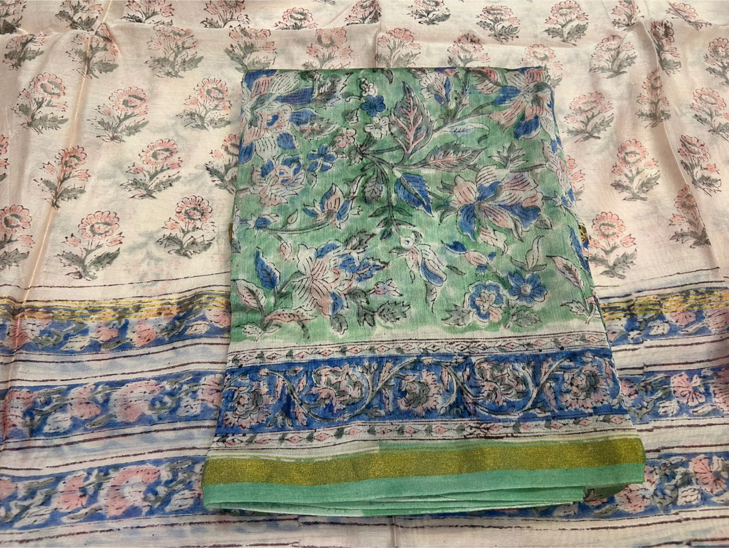 hand block printed chanderi silk suit