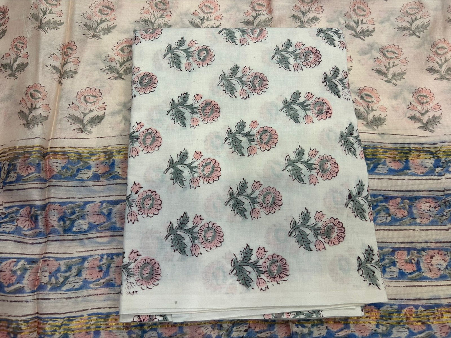 hand block printed chanderi silk suit