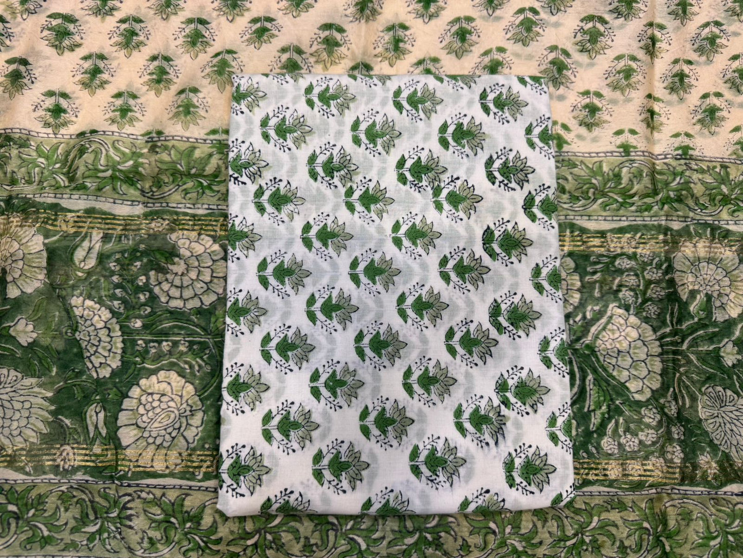 hand block printed chanderi silk suit