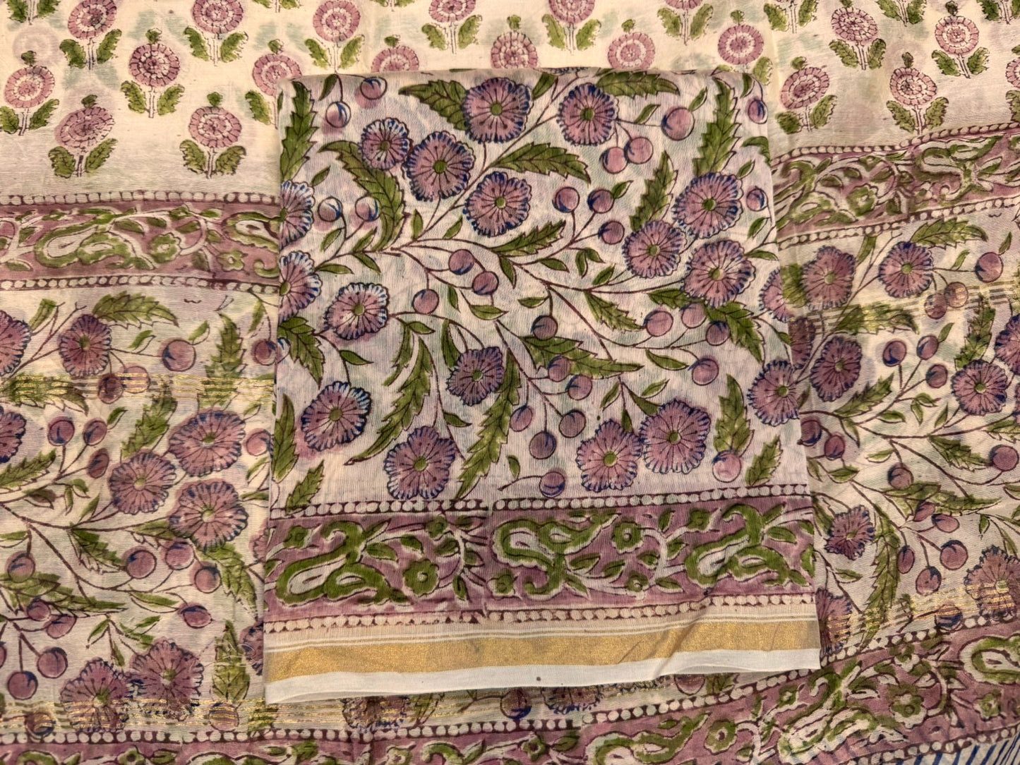 hand block printed chanderi silk suit