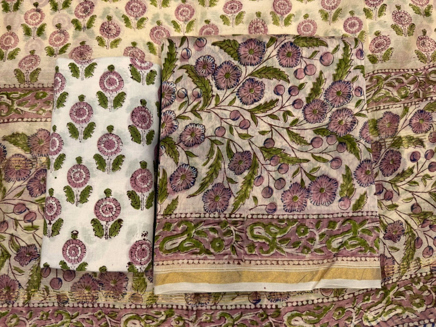hand block printed chanderi silk suit