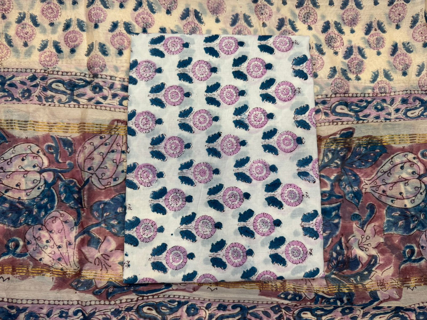 hand block printed chanderi silk suit