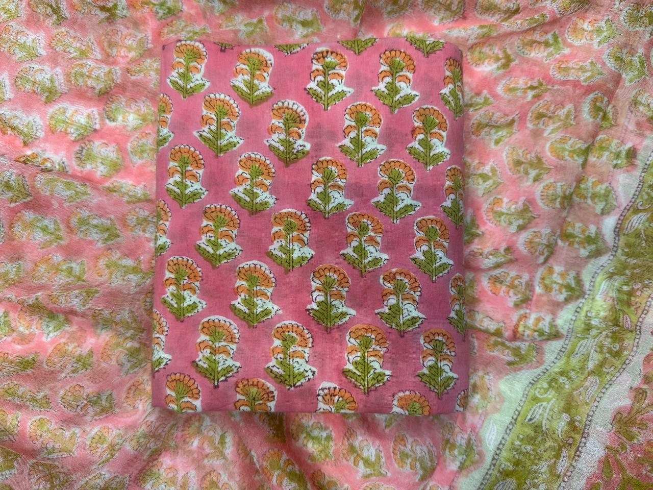 Cotton Suit with Chiffon Duppata