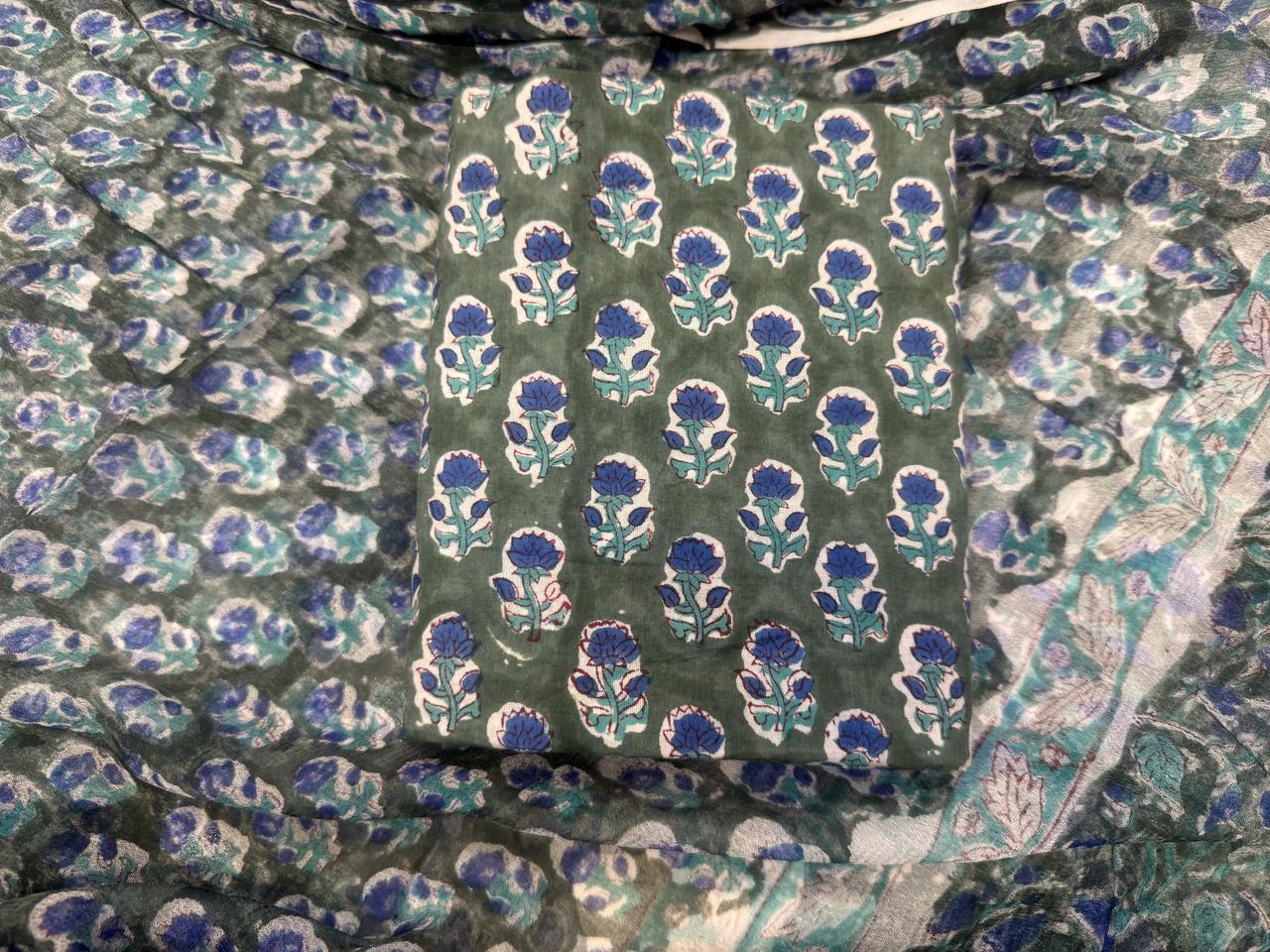 Cotton Suit with Chiffon Duppata