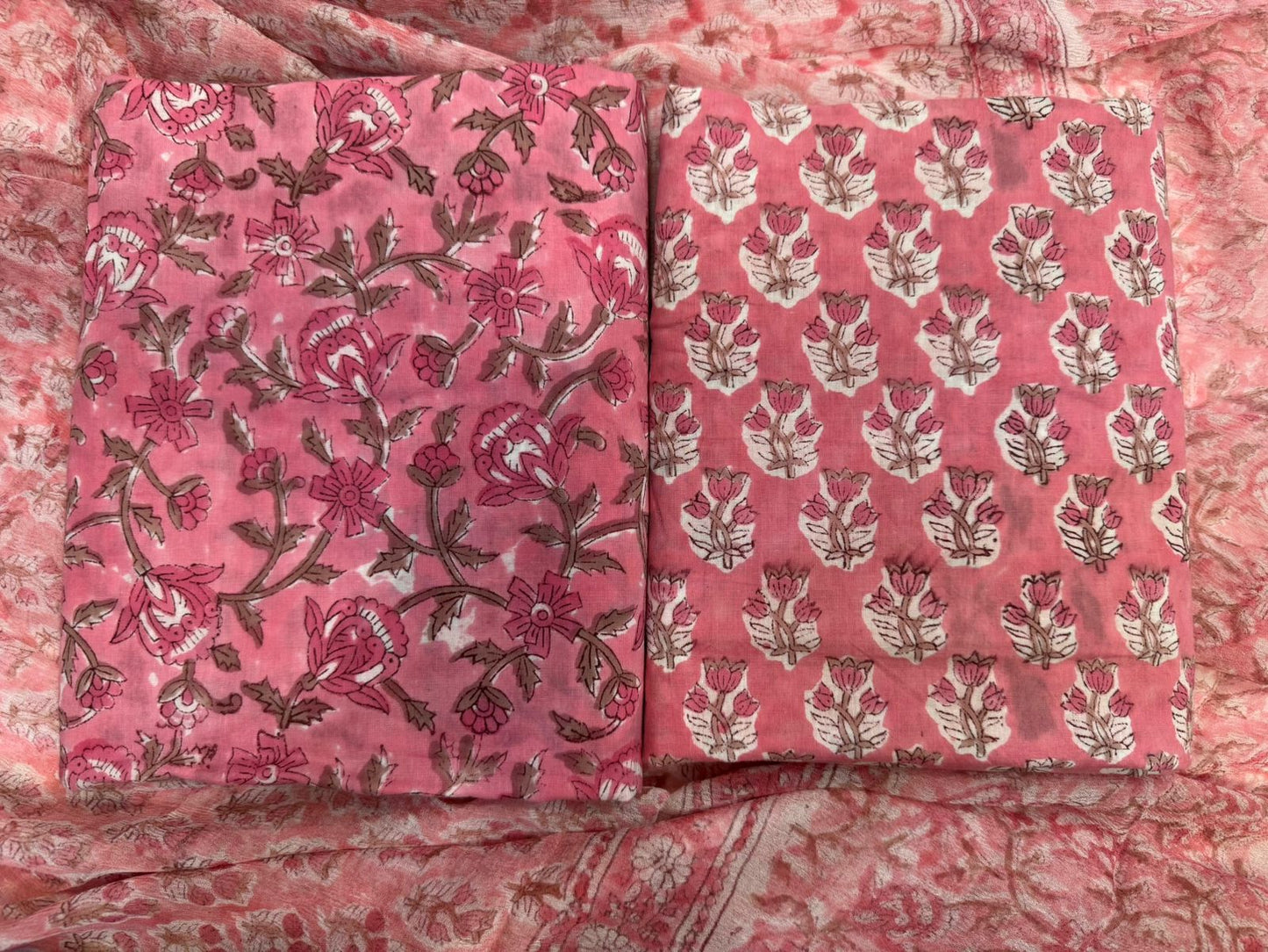 hand block printed chiffon dupatta suit