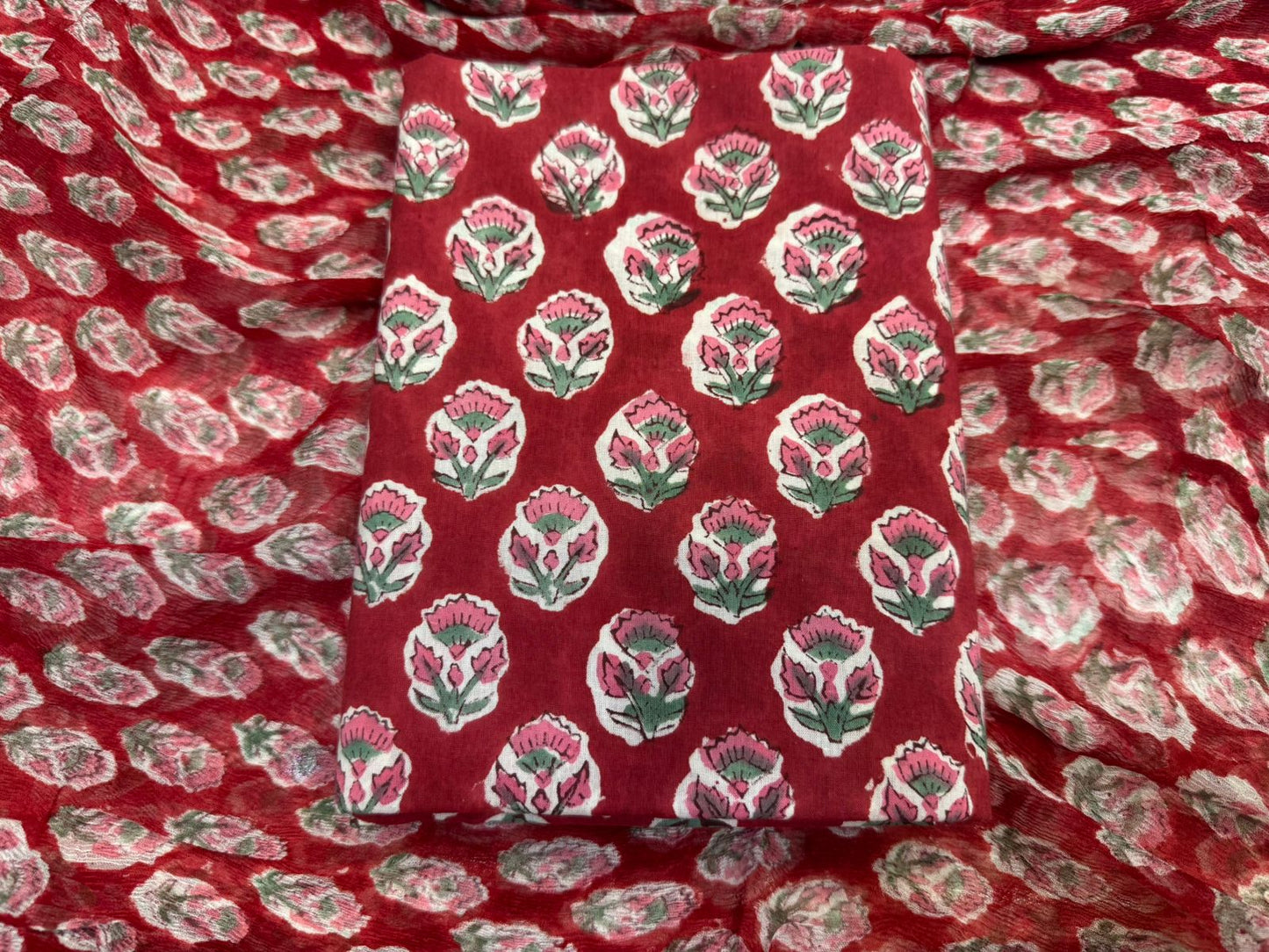 Cotton Suit with Chiffon Duppata