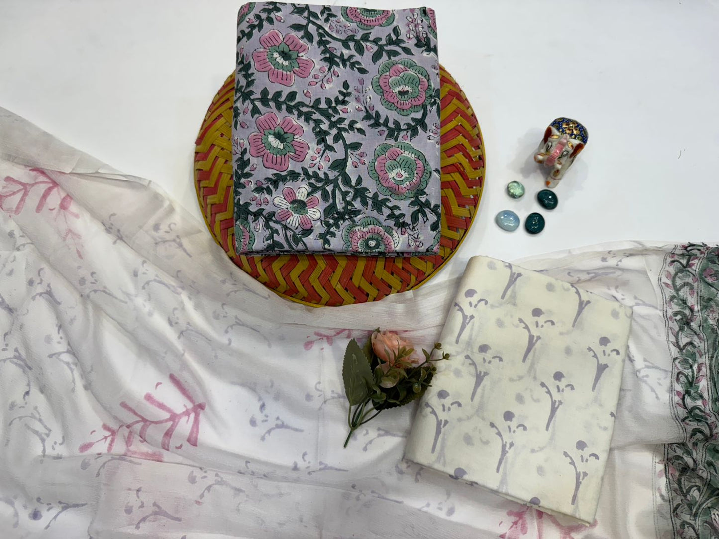 Cotton Suit with Chiffon Duppata