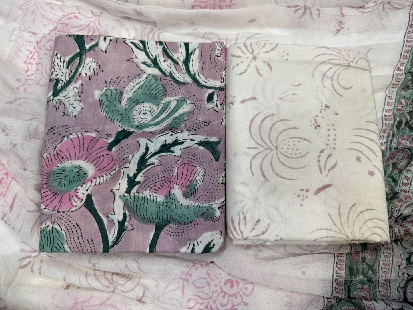 Cotton Suit with Chiffon Duppata