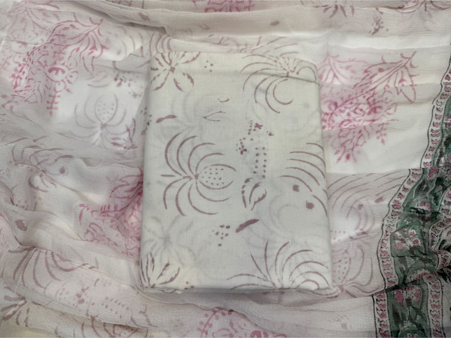 Cotton Suit with Chiffon Duppata
