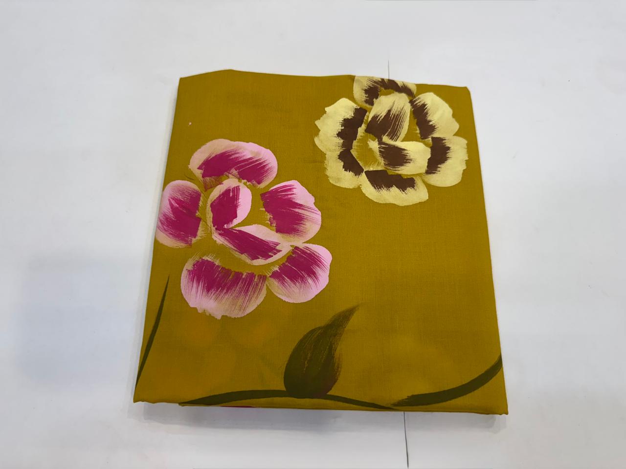 Hand Brush Painted Cotton Suit with Chiffon Duppata