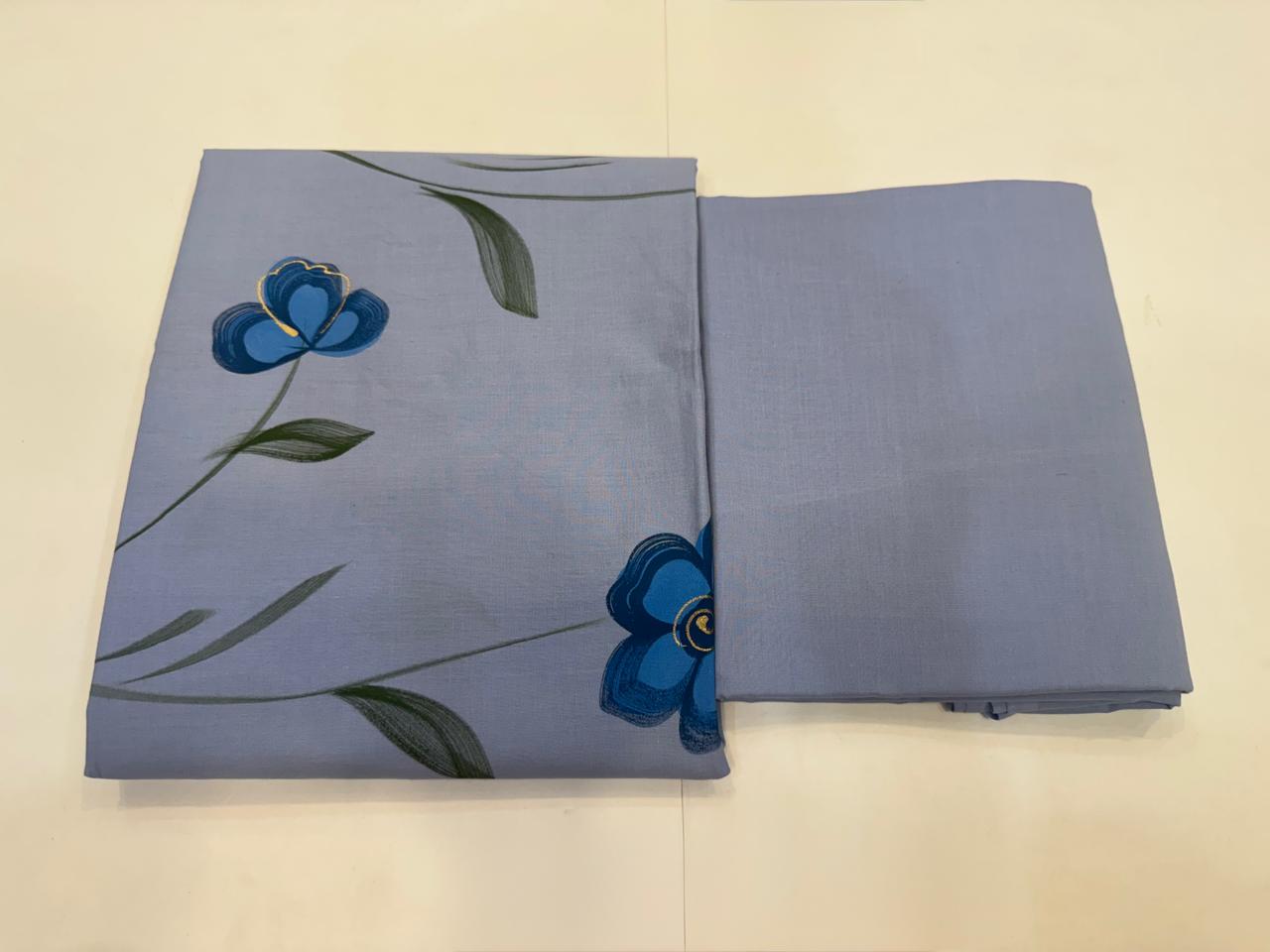 Hand Brush Painted Cotton Suit with Chiffon Duppata