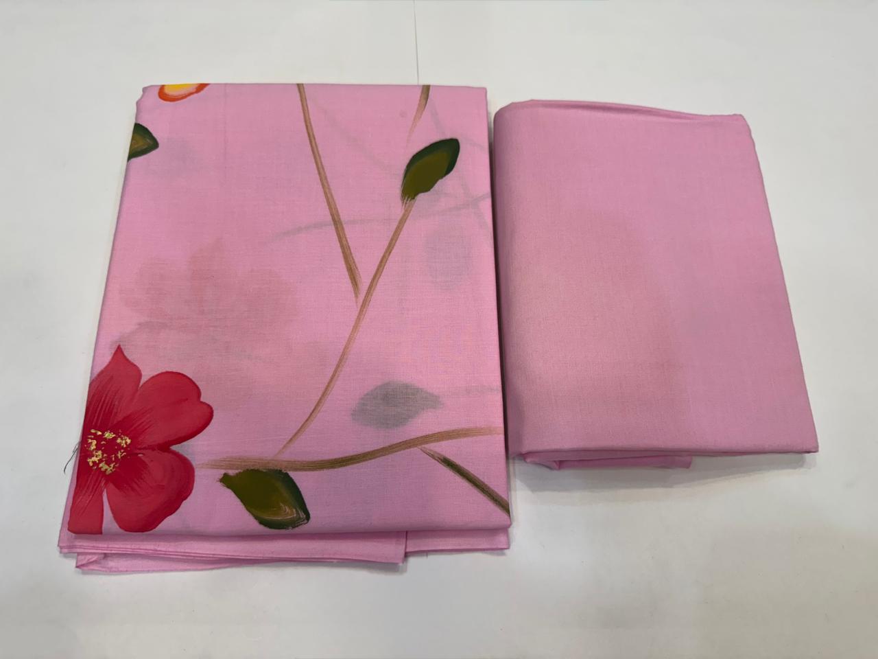 Hand Brush Painted Cotton Suit with Chiffon Duppata