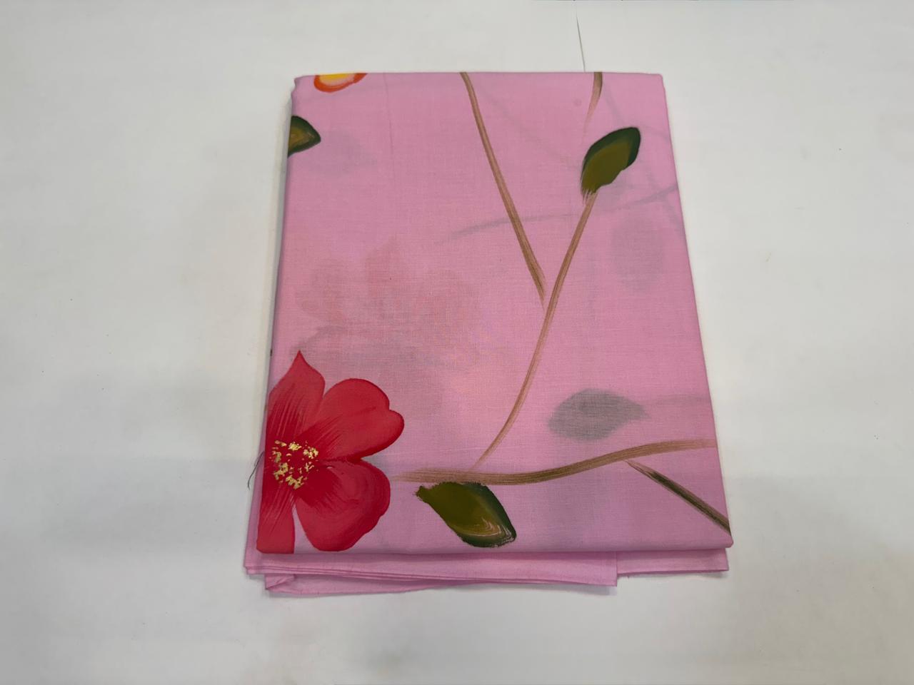 Hand Brush Painted Cotton Suit with Chiffon Duppata