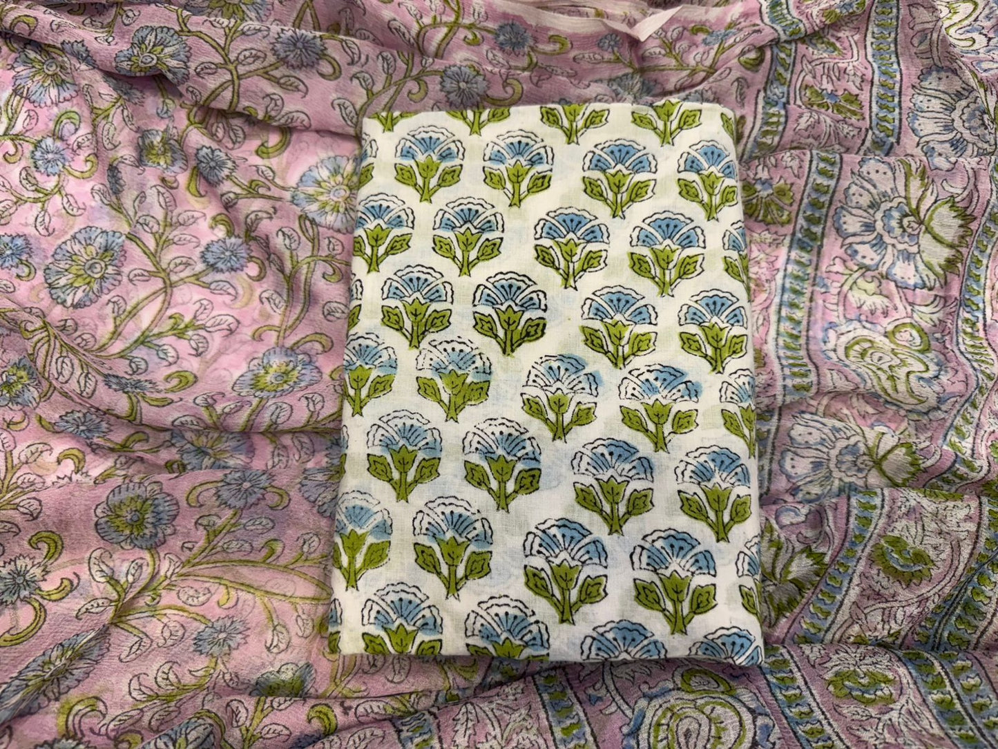Cotton Suit with Chiffon Duppata